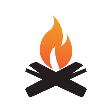 Hippi klasik şenlik ateşi logosu tasarımı. Kamp, macera, vahşi yaşam ve kamp ateşi logosu..