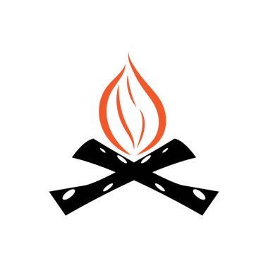 Hippi klasik şenlik ateşi logosu tasarımı. Kamp, macera, vahşi yaşam ve kamp ateşi logosu..