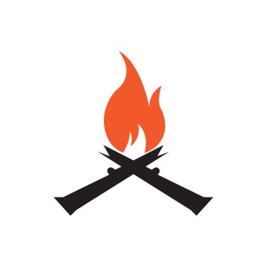 Hippi klasik şenlik ateşi logosu tasarımı. Kamp, macera, vahşi yaşam ve kamp ateşi logosu..