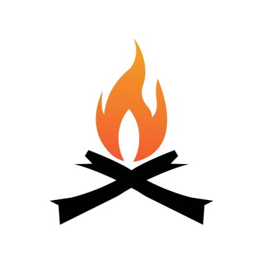 Hippi klasik şenlik ateşi logosu tasarımı. Kamp, macera, vahşi yaşam ve kamp ateşi logosu..