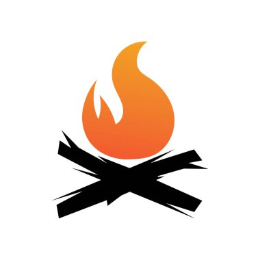 Hippi klasik şenlik ateşi logosu tasarımı. Kamp, macera, vahşi yaşam ve kamp ateşi logosu..