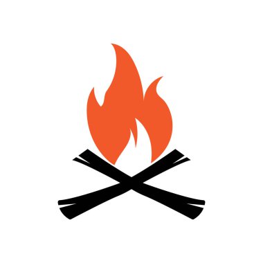 Hippi klasik şenlik ateşi logosu tasarımı. Kamp, macera, vahşi yaşam ve kamp ateşi logosu..