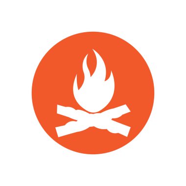 Hippi klasik şenlik ateşi logosu tasarımı. Kamp, macera, vahşi yaşam ve kamp ateşi logosu..