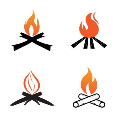 Hippi klasik şenlik ateşi logosu tasarımı. Kamp, macera, vahşi yaşam ve kamp ateşi logosu..