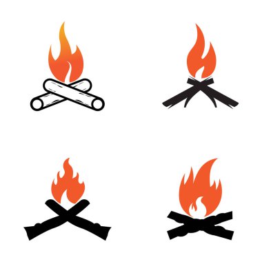 Hippi klasik şenlik ateşi logosu tasarımı. Kamp, macera, vahşi yaşam ve kamp ateşi logosu..