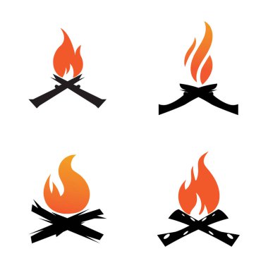 Hippi klasik şenlik ateşi logosu tasarımı. Kamp, macera, vahşi yaşam ve kamp ateşi logosu..