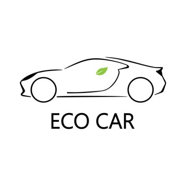 Eko araba ve elektrikli yeşil araba teknolojisi, ikon logo vektör tasarım şablonu