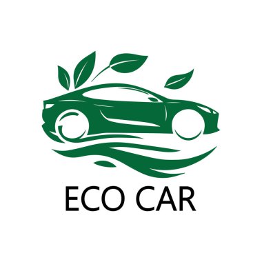 Eko araba ve elektrikli yeşil araba teknolojisi, ikon logo vektör tasarım şablonu
