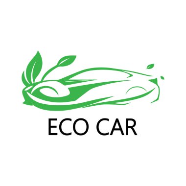 Eko araba ve elektrikli yeşil araba teknolojisi, ikon logo vektör tasarım şablonu