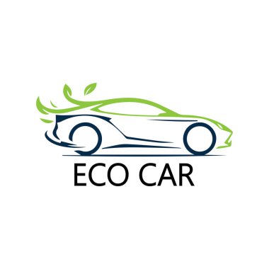 Eko araba ve elektrikli yeşil araba teknolojisi, ikon logo vektör tasarım şablonu