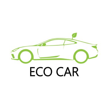 Eko araba ve elektrikli yeşil araba teknolojisi, ikon logo vektör tasarım şablonu