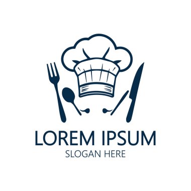 Taç, çatal ve kaşıkla siyah beyaz bir logo.