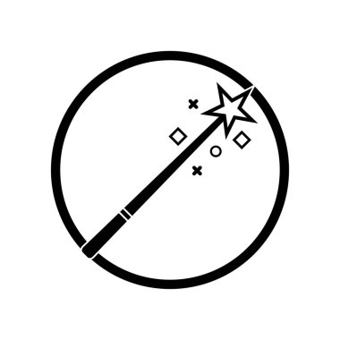 Sihirli çubuk simgesi logo vektör çizim şablonu