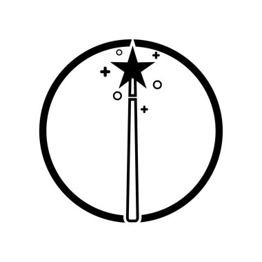 Sihirli çubuk simgesi logo vektör çizim şablonu