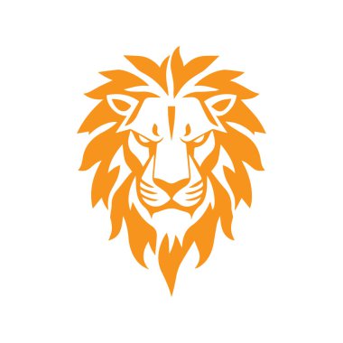Aslan başlı logo simgesi, aslan yüzlü vektör illüstrasyonu
