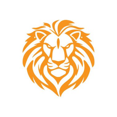 Aslan başlı logo simgesi, aslan yüzlü vektör illüstrasyonu