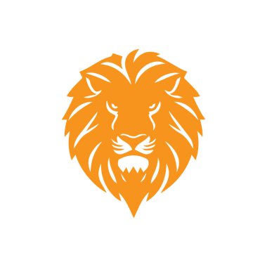 Aslan başlı logo simgesi, aslan yüzlü vektör illüstrasyonu