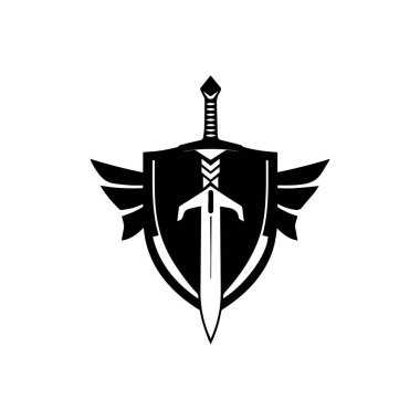 Yaratıcı Kılıç ve Kalkan Logo Tasarımı Çizim Şablonu