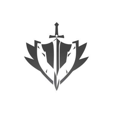 Yaratıcı Kılıç ve Kalkan Logo Tasarımı Çizim Şablonu