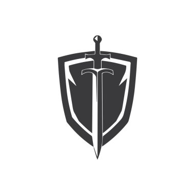 Yaratıcı Kılıç ve Kalkan Logo Tasarımı Çizim Şablonu