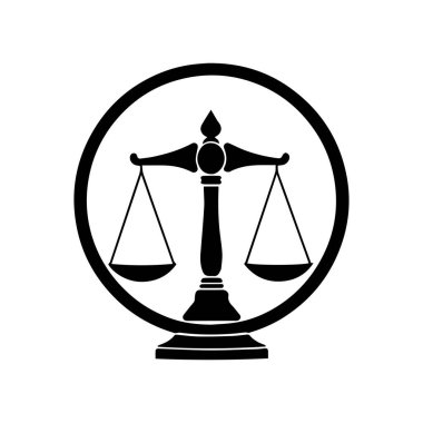 Hukuk firması logo şablonu basit düz vektör resim ölçek simgesi