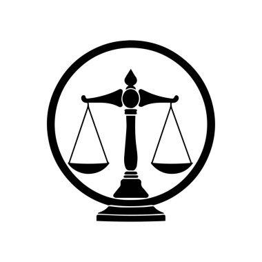 Hukuk firması logo şablonu basit düz vektör resim ölçek simgesi
