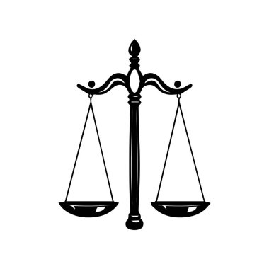 Hukuk firması logo şablonu basit düz vektör resim ölçek simgesi