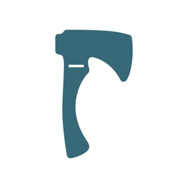 Minimalist siyah balta logosu beyaz arka planda, keskin çizgiler, düz tasarım