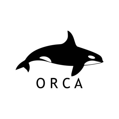 Siyah-Beyaz Düz Stil Katil Balina Logosu