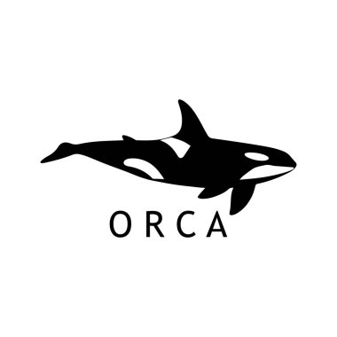 Basit Tek Renkli Orca Balina Markası Logosu