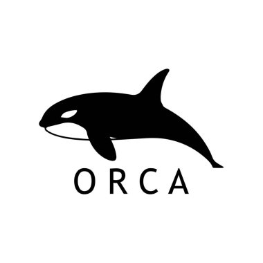 Basit Tek Renkli Orca Balina Markası Logosu