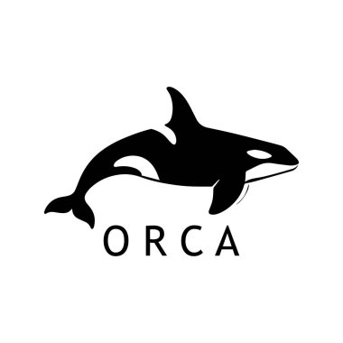 Basit Tek Renkli Orca Balina Markası Logosu