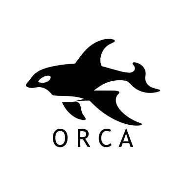 Saf Beyaz Arkaplan Üzerinde Sanatsal Orca Siluet Tasarımı