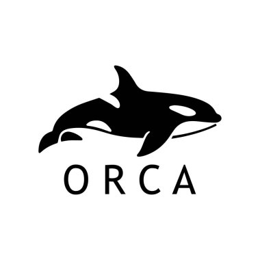 Sadece Siyah Orka Balina Taslak Logosu