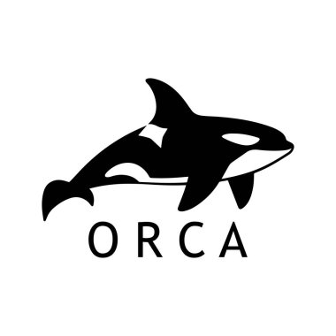 Deniz Yaşamı İllüstrasyon Projeleri için Orca Logo Tasarımı