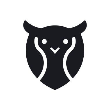 Cesur minimalist yaratıcı tasarım kimliği olan mutlu çizgi film baykuş maskotu logosu