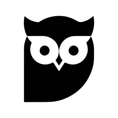 Basit kalın grafik tasarımlı modern minimalist baykuş yüzü logosu