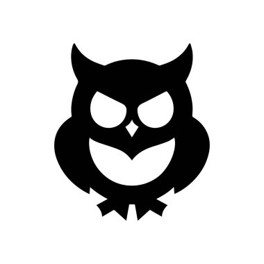 Minimum temiz, kalın simetrik tasarımı olan zarif soyut baykuş logosu