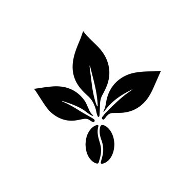 Modern Geometrik Estetik ile Basitleştirilmiş Kahve Bitkisi Sembolü