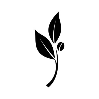 Negatif Uzay Şekilleri Tarafından Şekillendirilmiş Fasulyeli Kahve Bitkisi Logosu