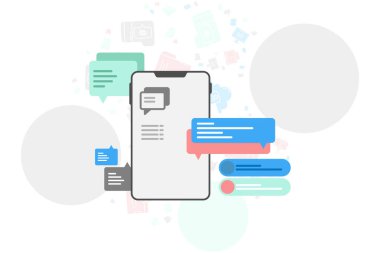 Sosyal medya sohbeti, cep telefonu mesajı sohbet illüstrasyonu