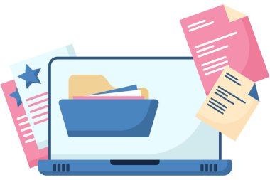 Dizinlerin açılışı dizüstü monitörde gösterilir. Şirket raporu arşivleri