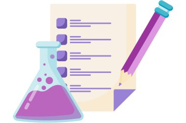 Kimyasal test tüpleri ve laboratuvar test sonuçları