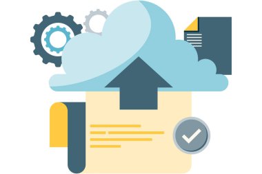 Bulut hesaplama konsepti illüstrasyonu, bulut deposuna veri yükleyin