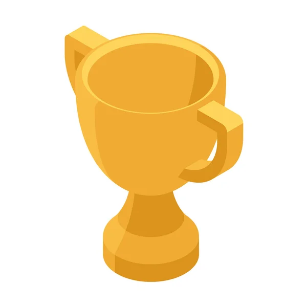 Golden Trophy Cup Isometric Icon — Stock Vector