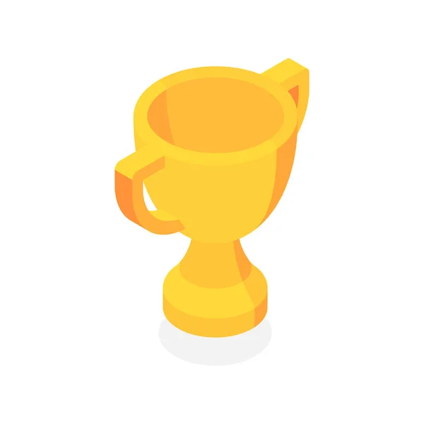 Golden Trophy Cup First Place Flat Vector Isometric Illustration Isolated — Stock Vector
