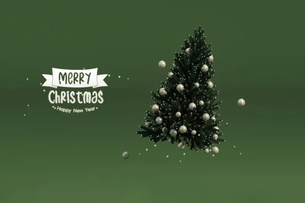 Feliz Año Nuevo Árbol Navidad Verde Con Estrella Caja Regalos —  Fotos de Stock
