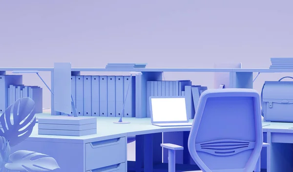 Фіолетовий Монохромний Мінімальний Офісний Стіл Мінімальна Концепція Ідеї Навчального Столу — стокове фото