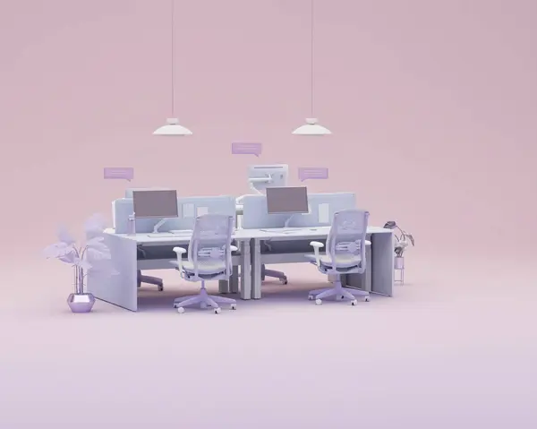 Ruang Kerja Kreatif Dengan Meja Kursi Tanaman Komputer Fashion Design Stok Foto