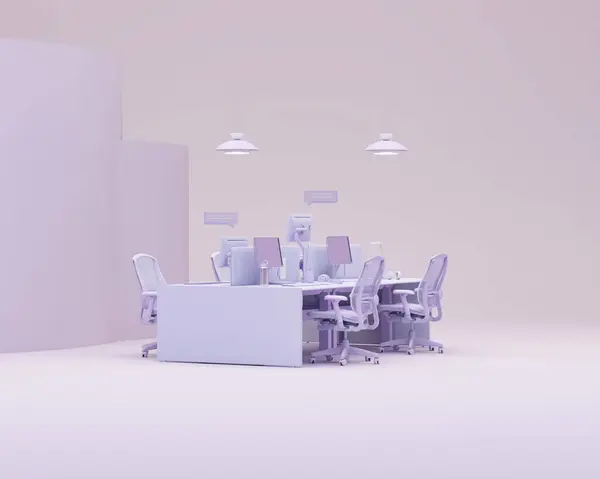 Ruang Kerja Kreatif Dengan Meja Kursi Tanaman Komputer Fashion Design Stok Lukisan  